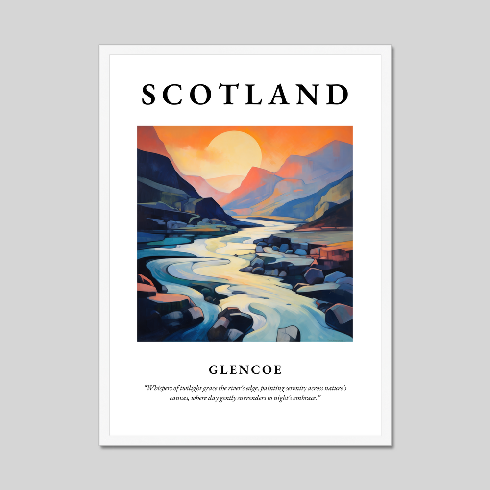 Poster in a white frame with the word Scotland