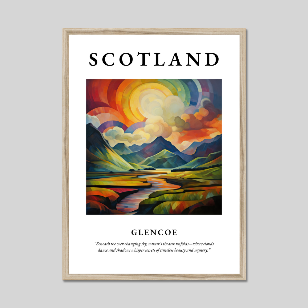 Poster in a natural frame with the word Scotland