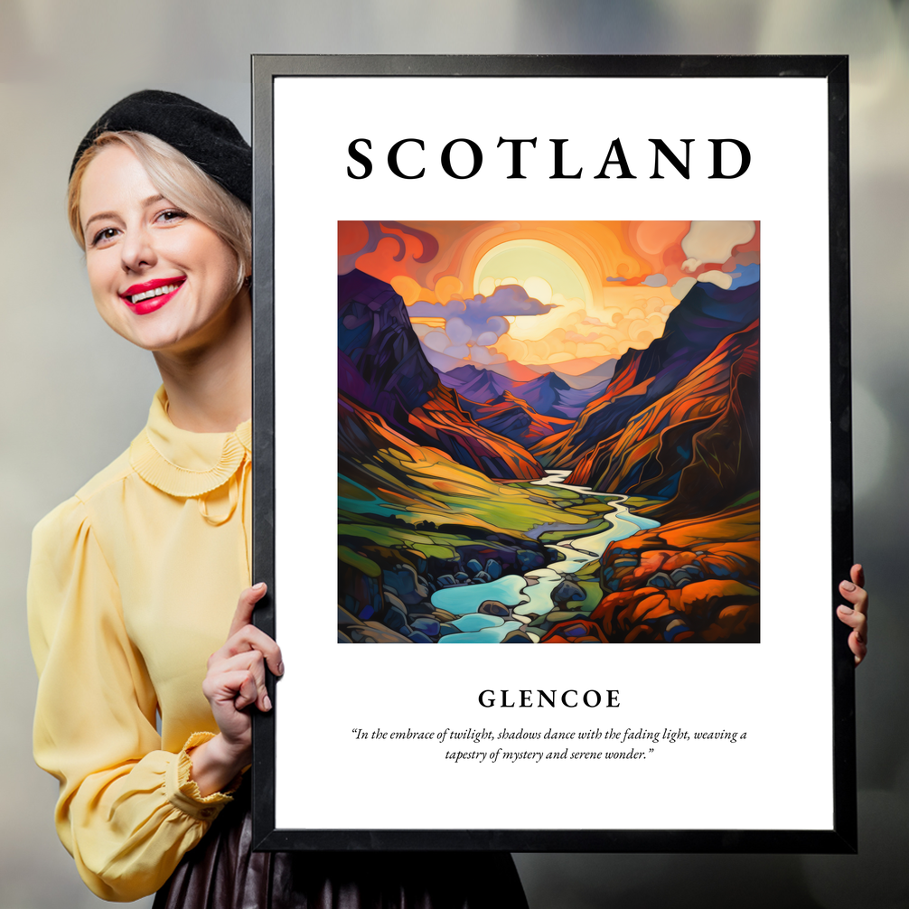 Person holding a poster of Glencoe