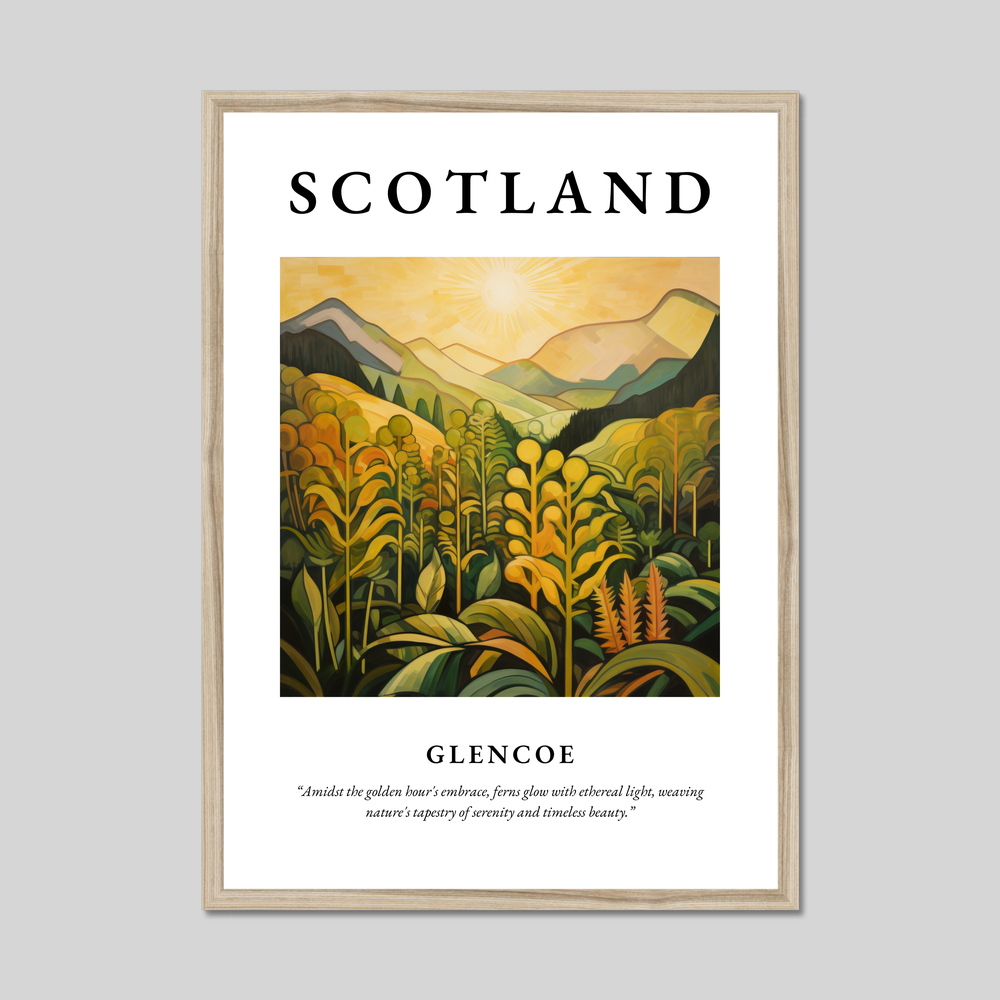 Poster in a natural frame with the word Scotland