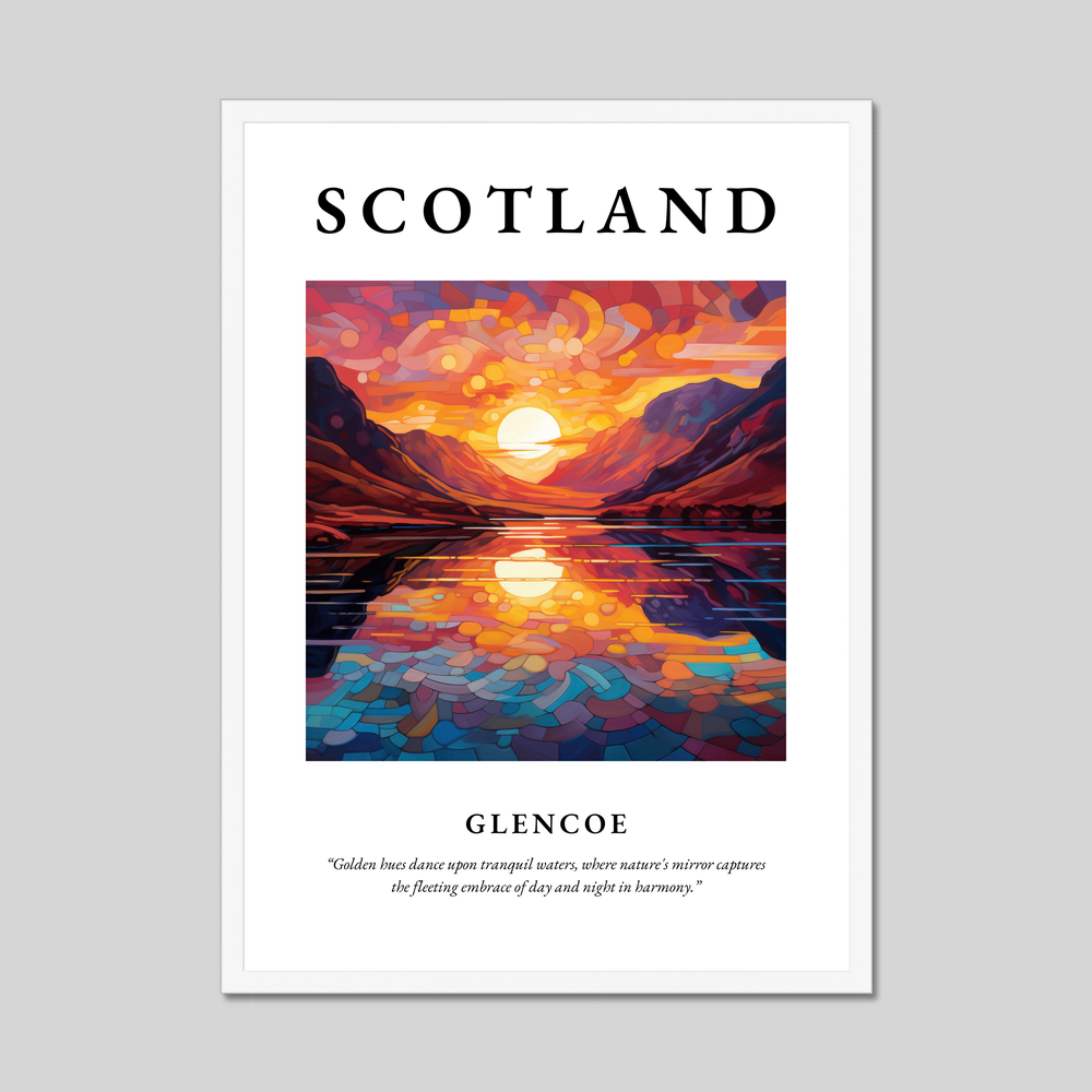 Poster in a white frame with the word Scotland