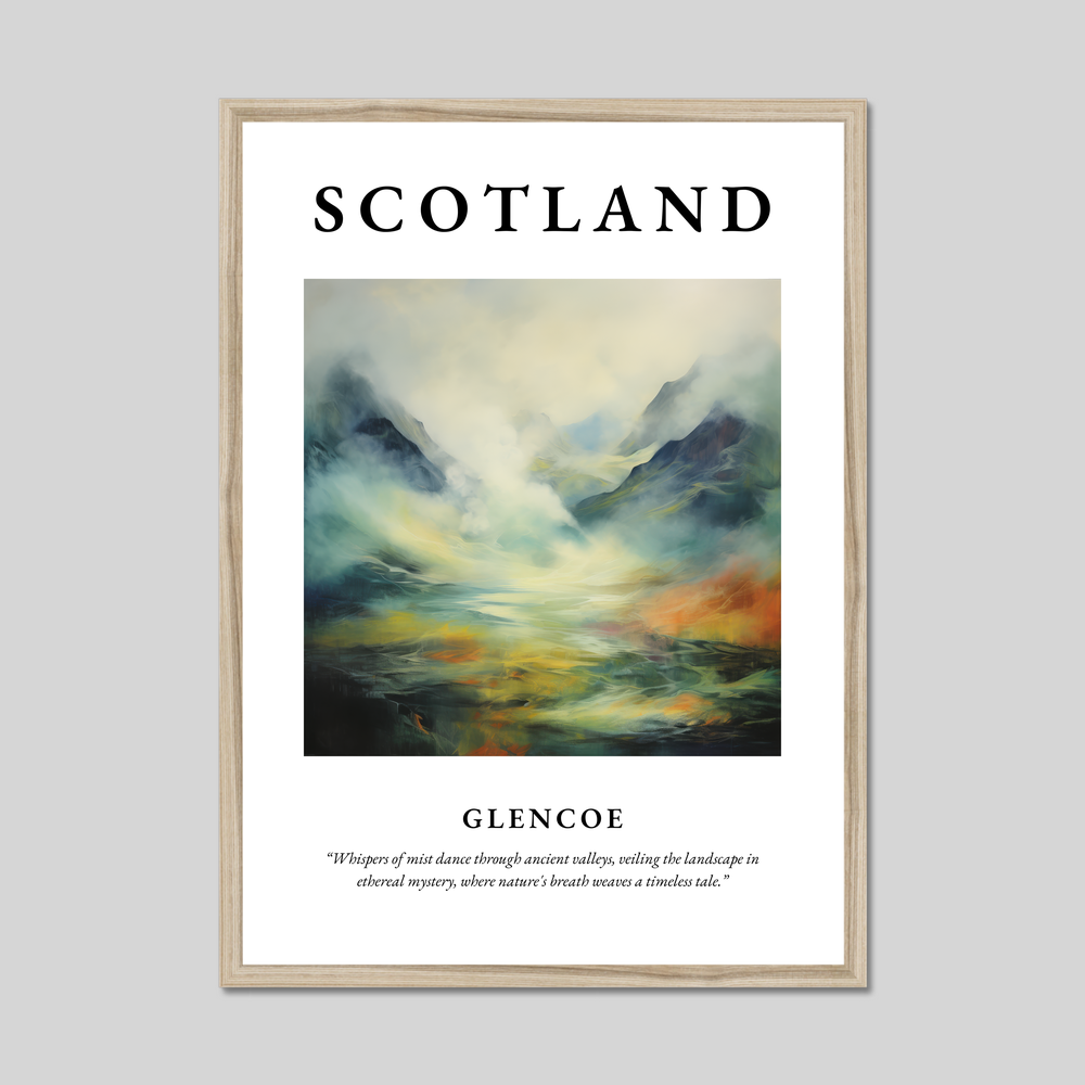 Poster in a natural frame with the word Scotland