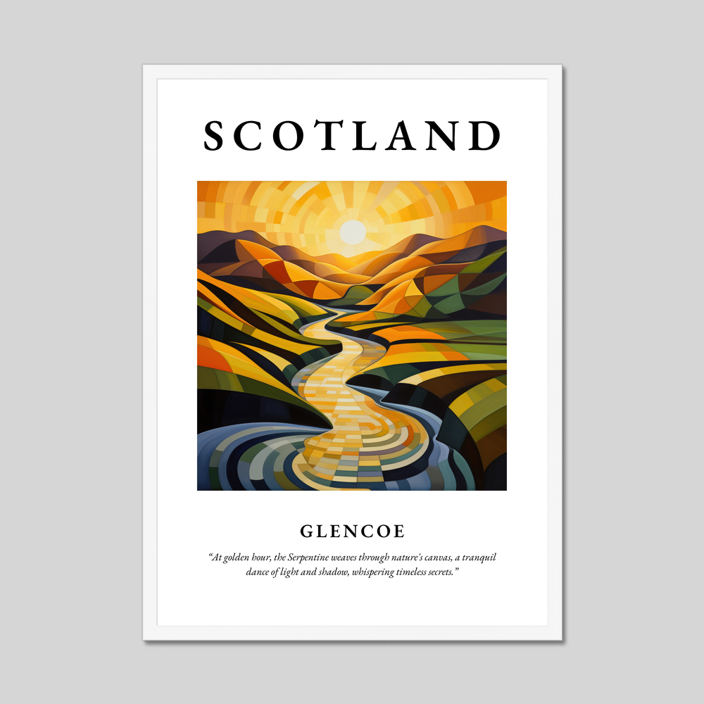 Poster in a white frame with the word Scotland