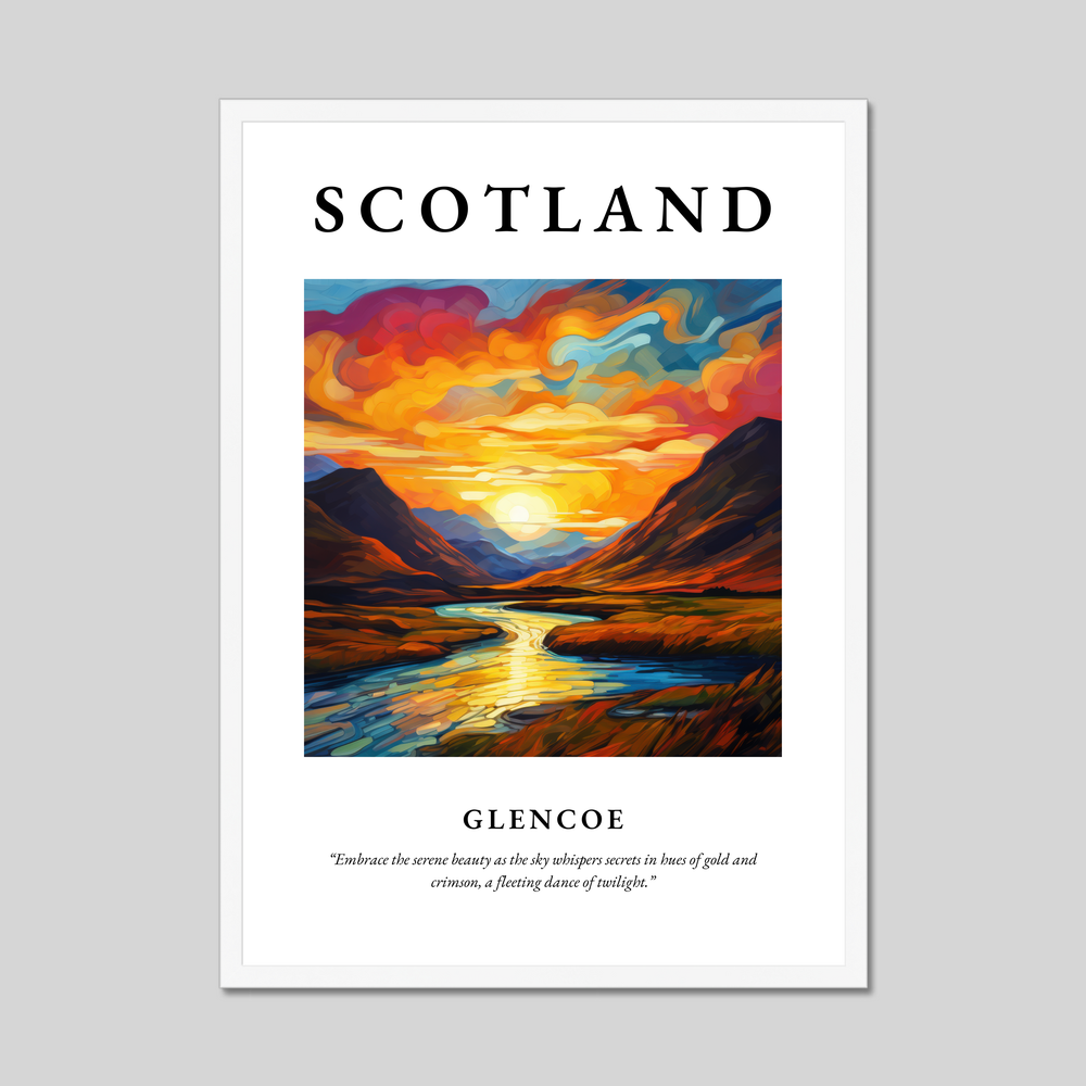 Poster in a white frame with the word Scotland