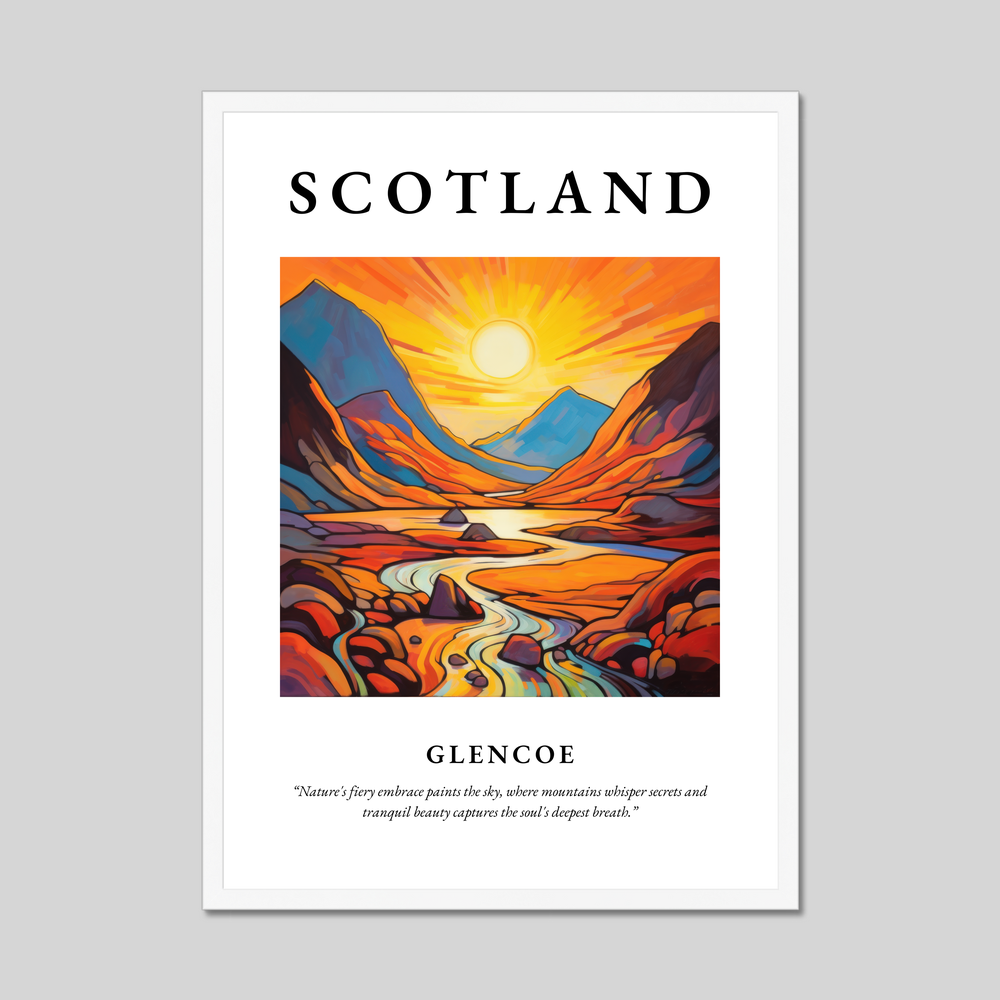 Poster in a white frame with the word Scotland