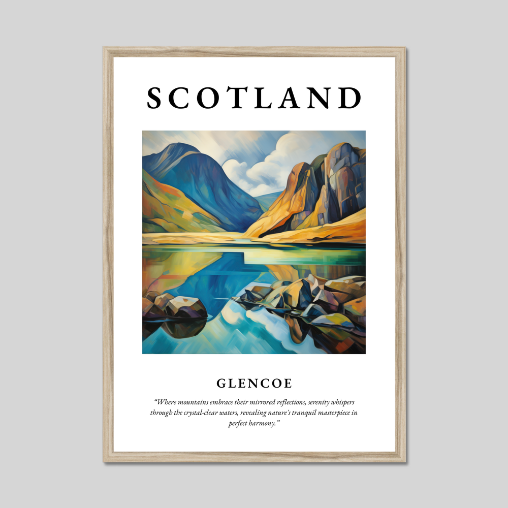 Poster in a natural frame with the word Scotland