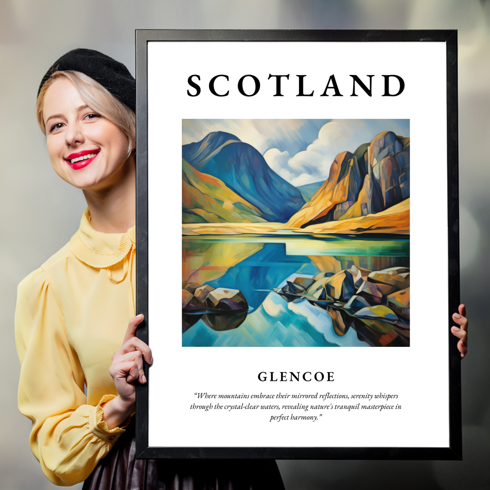 Person holding a poster of Glencoe