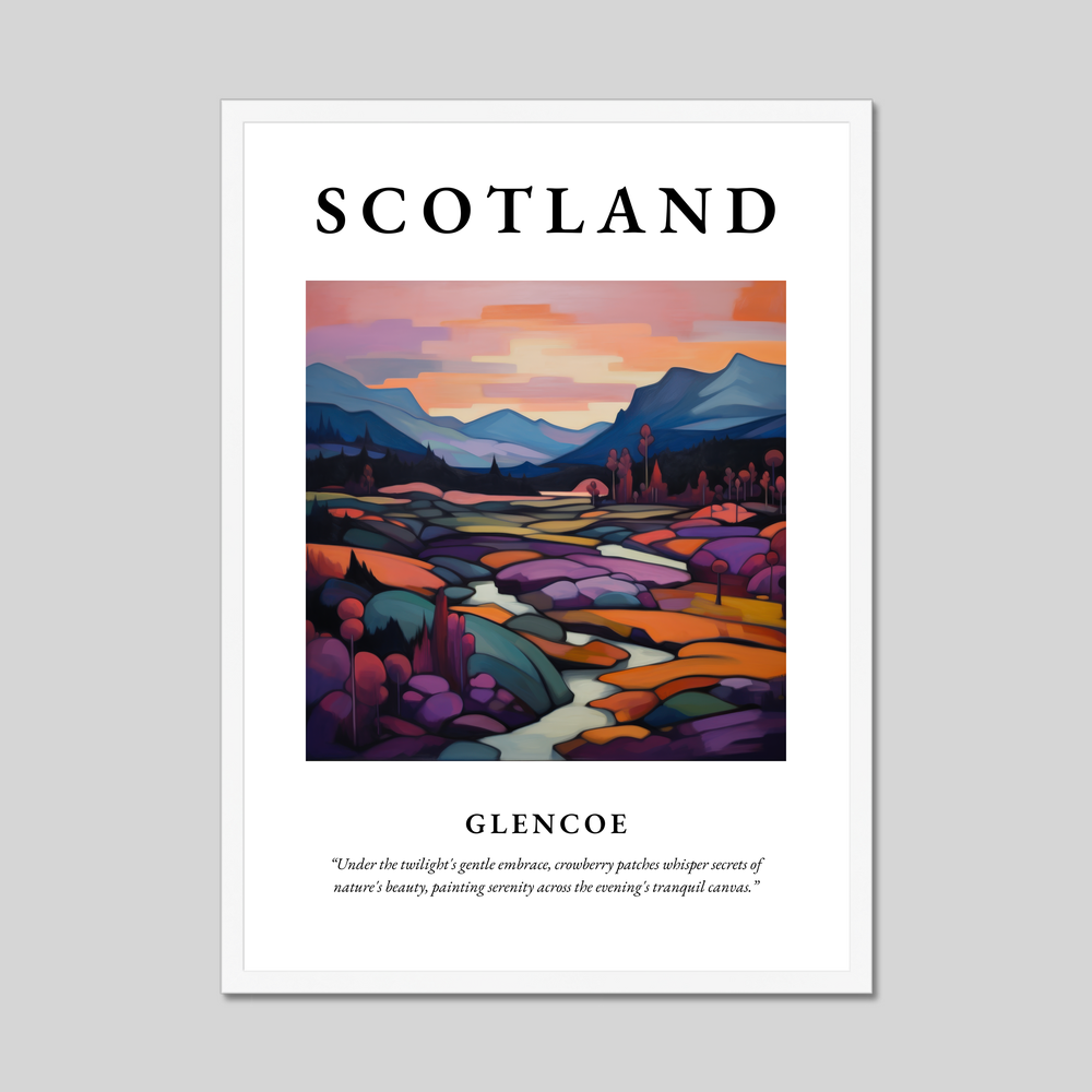 Poster in a white frame with the word Scotland