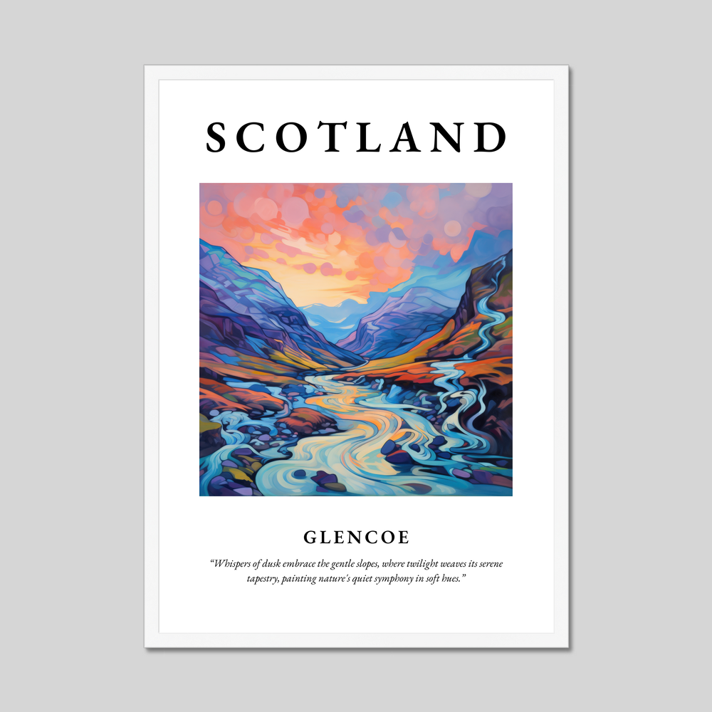 Poster in a white frame with the word Scotland