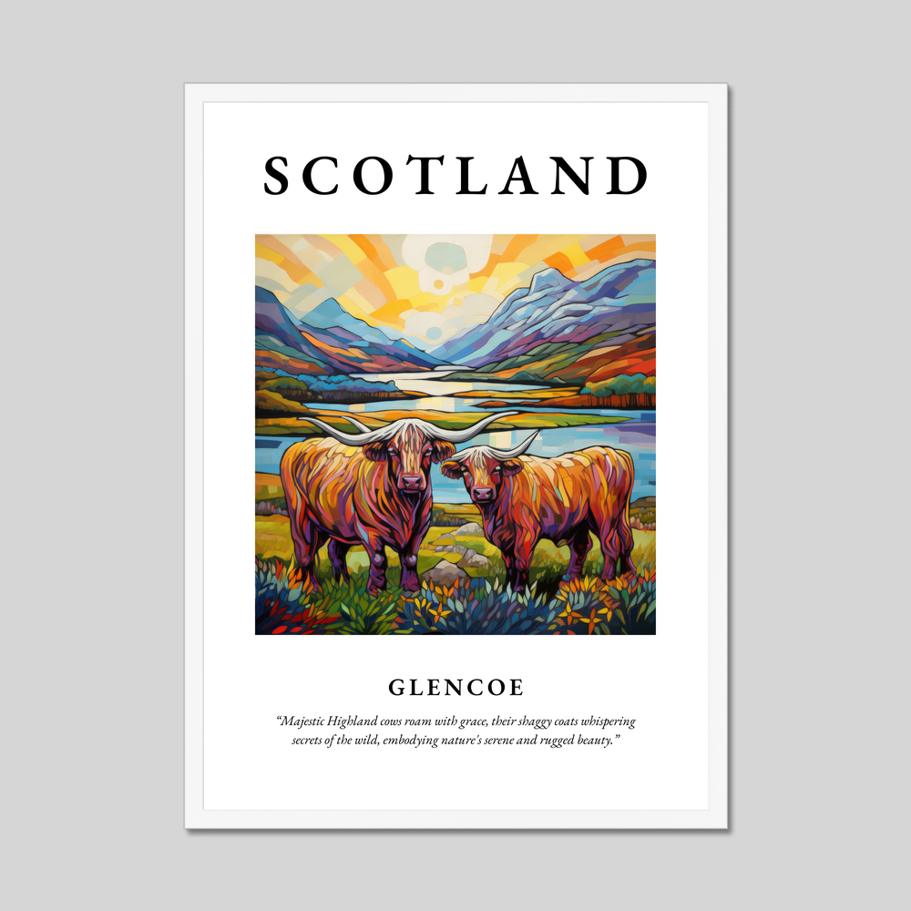 Poster in a white frame with the word Scotland