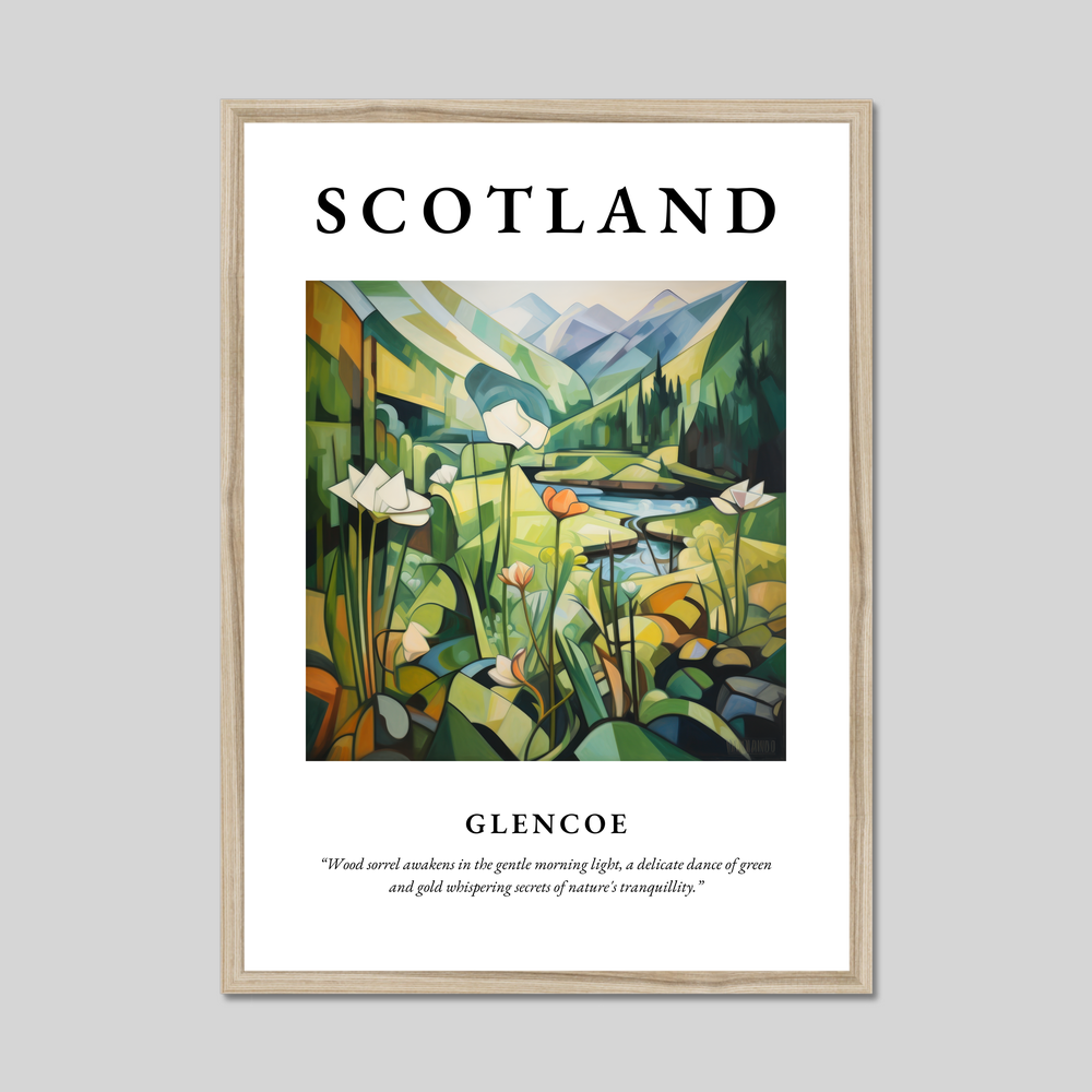 Poster in a natural frame with the word Scotland