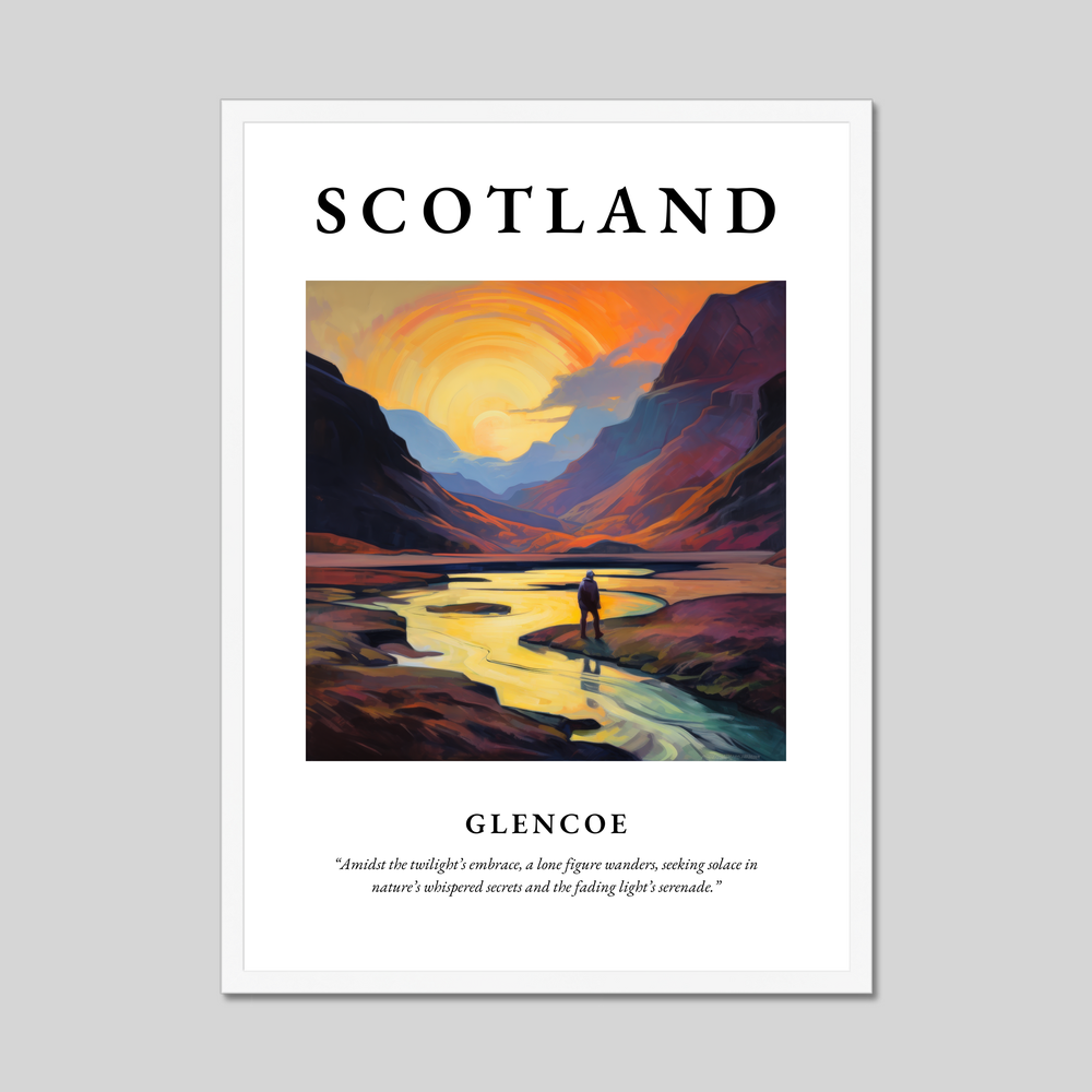 Poster in a white frame with the word Scotland