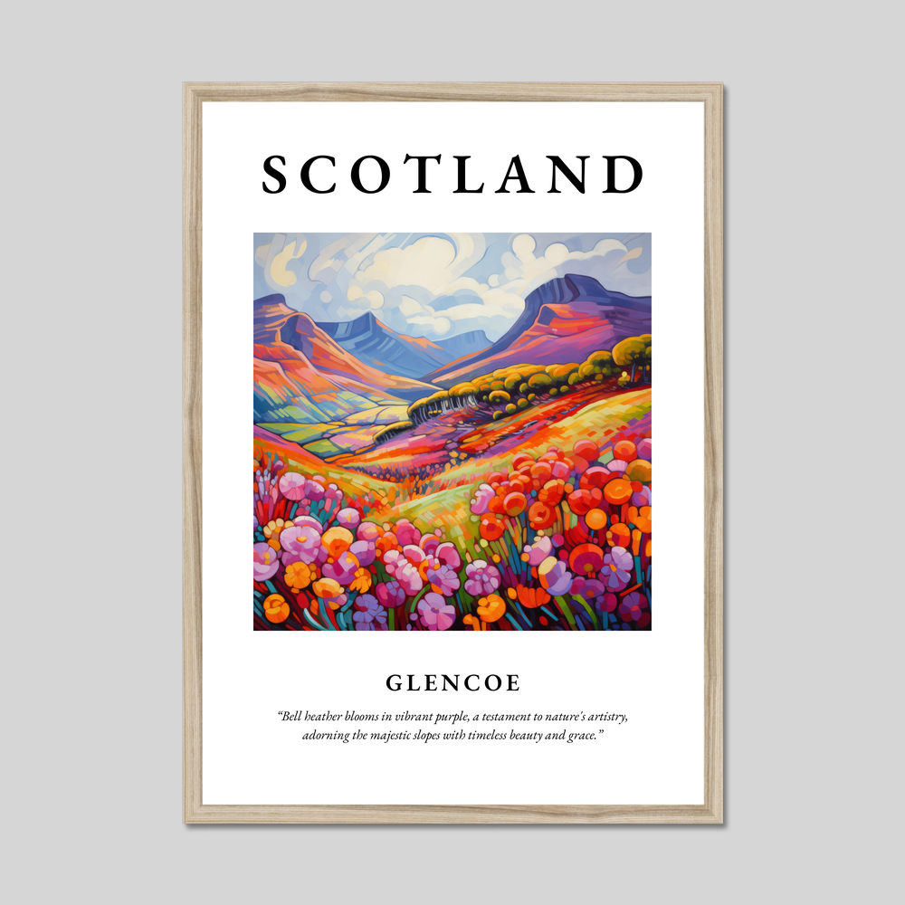 Poster in a natural frame with the word Scotland