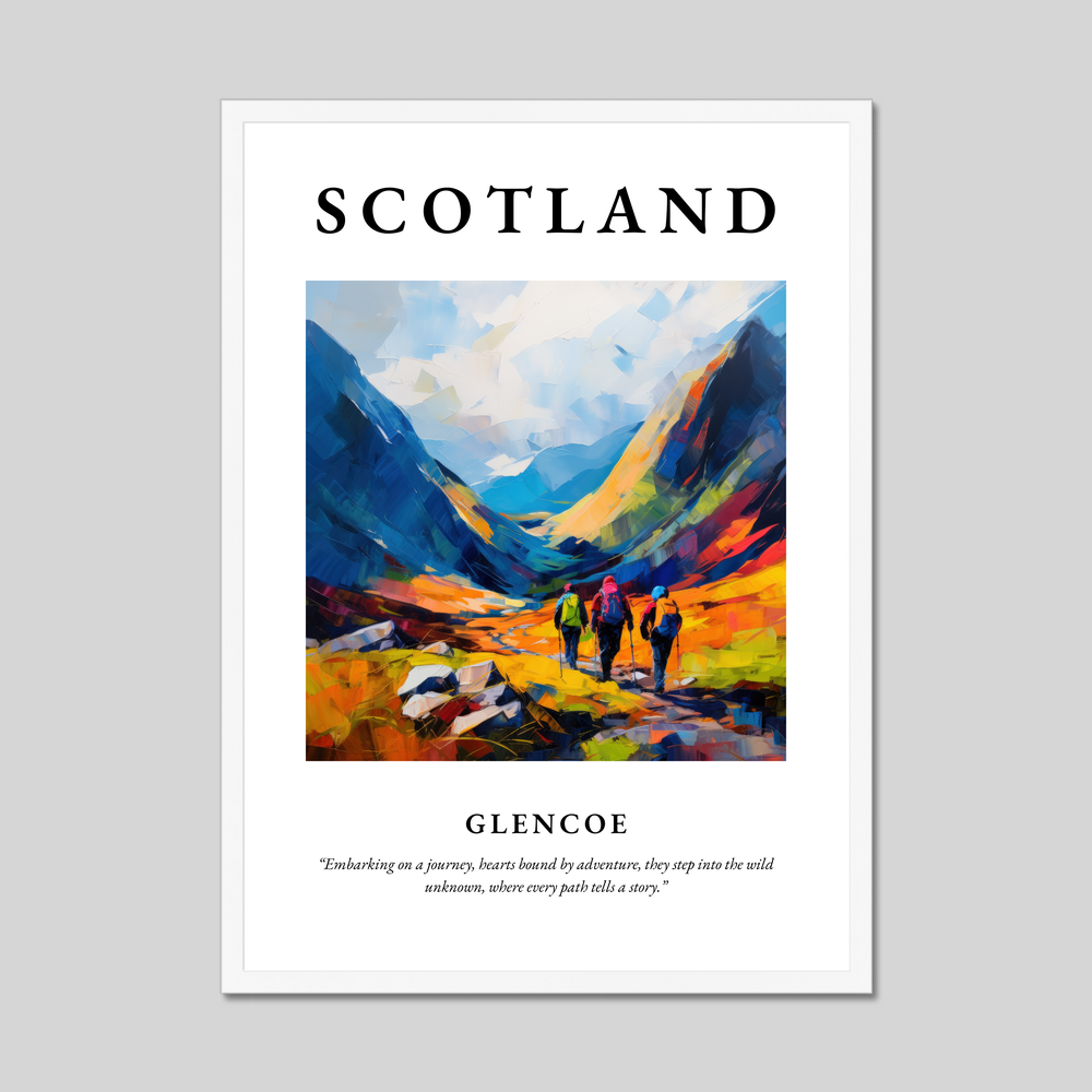 Poster in a white frame with the word Scotland