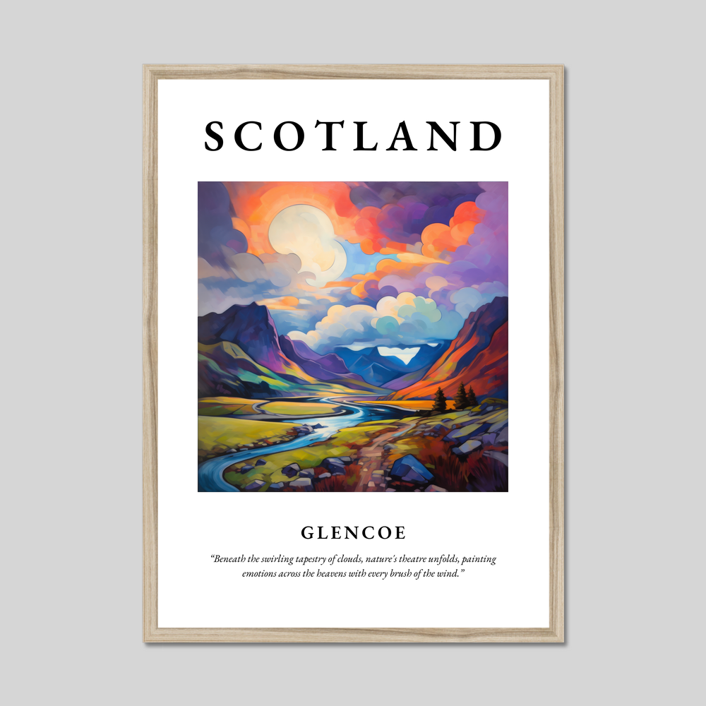 Poster in a natural frame with the word Scotland