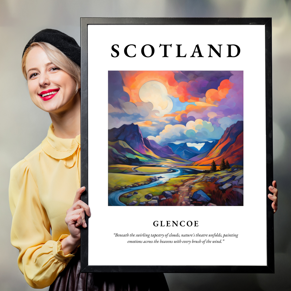 Person holding a poster of Glencoe