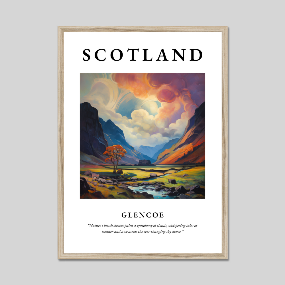 Poster in a natural frame with the word Scotland