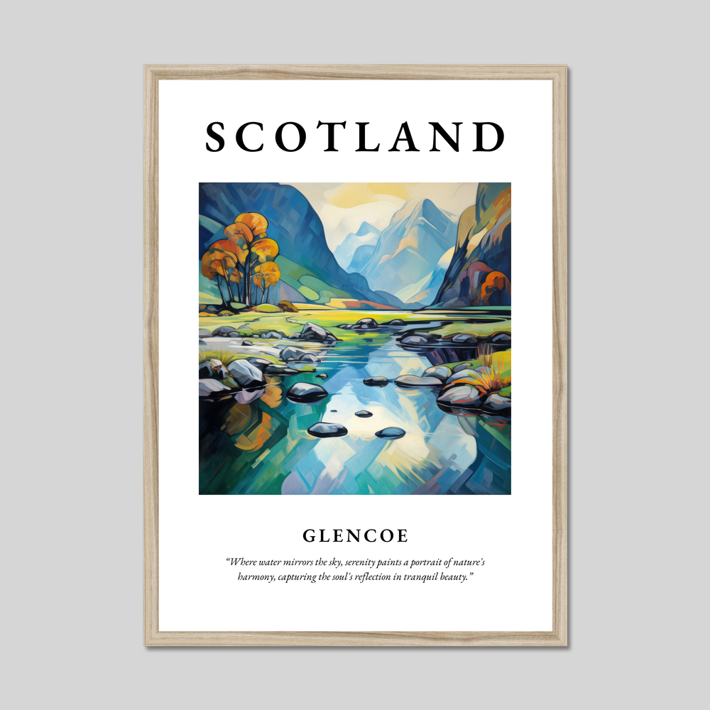 Poster in a natural frame with the word Scotland