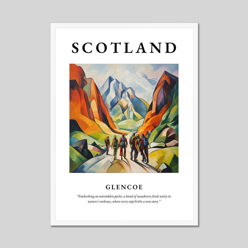 Poster in a white frame with the word Scotland