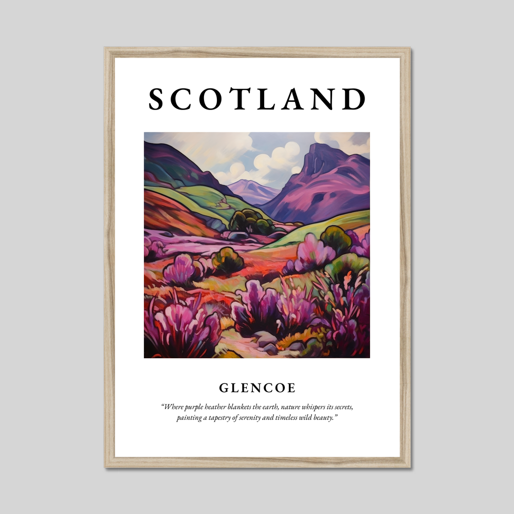 Poster in a natural frame with the word Scotland