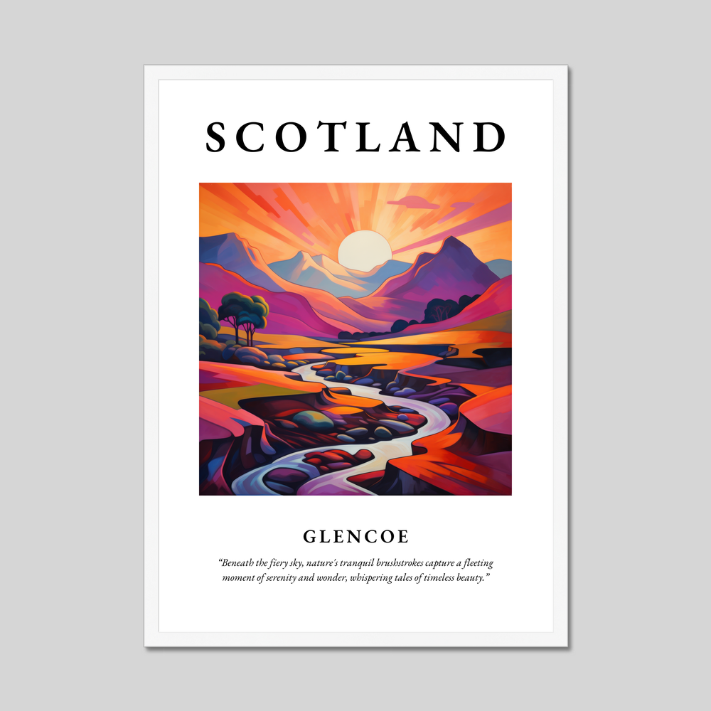 Poster in a white frame with the word Scotland