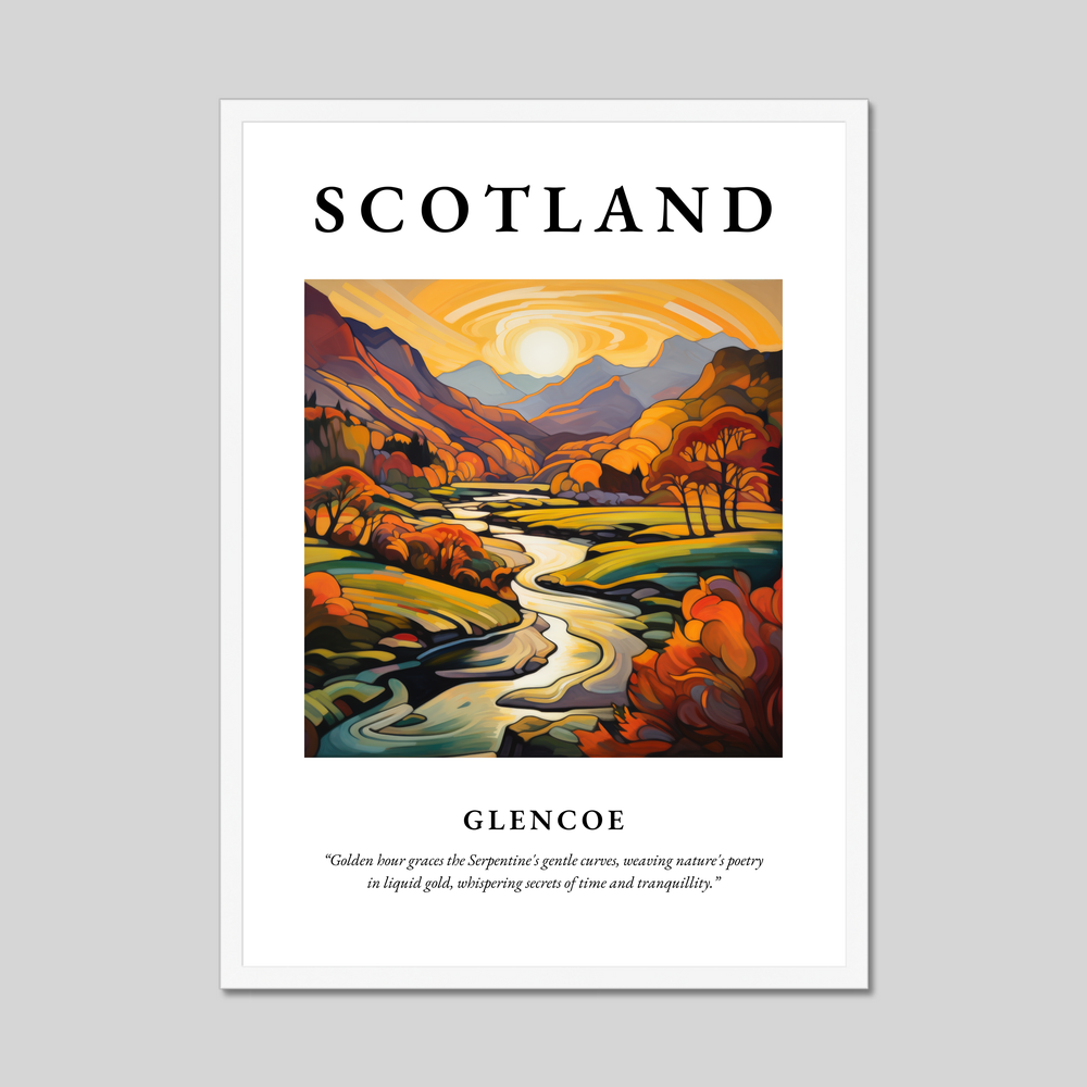 Poster in a white frame with the word Scotland