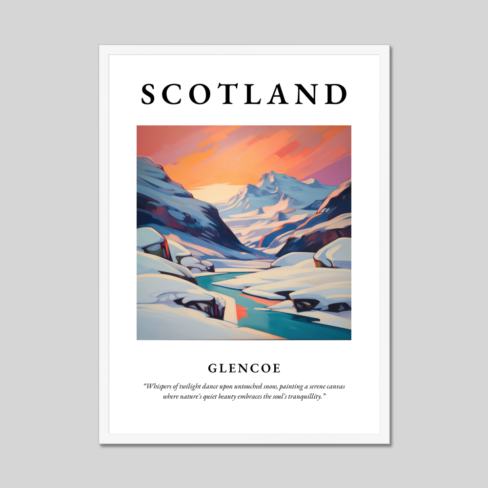 Poster in a white frame with the word Scotland