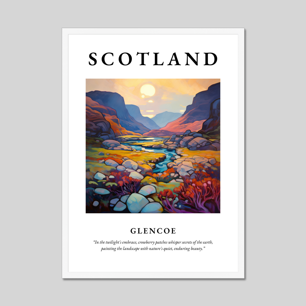 Poster in a white frame with the word Scotland