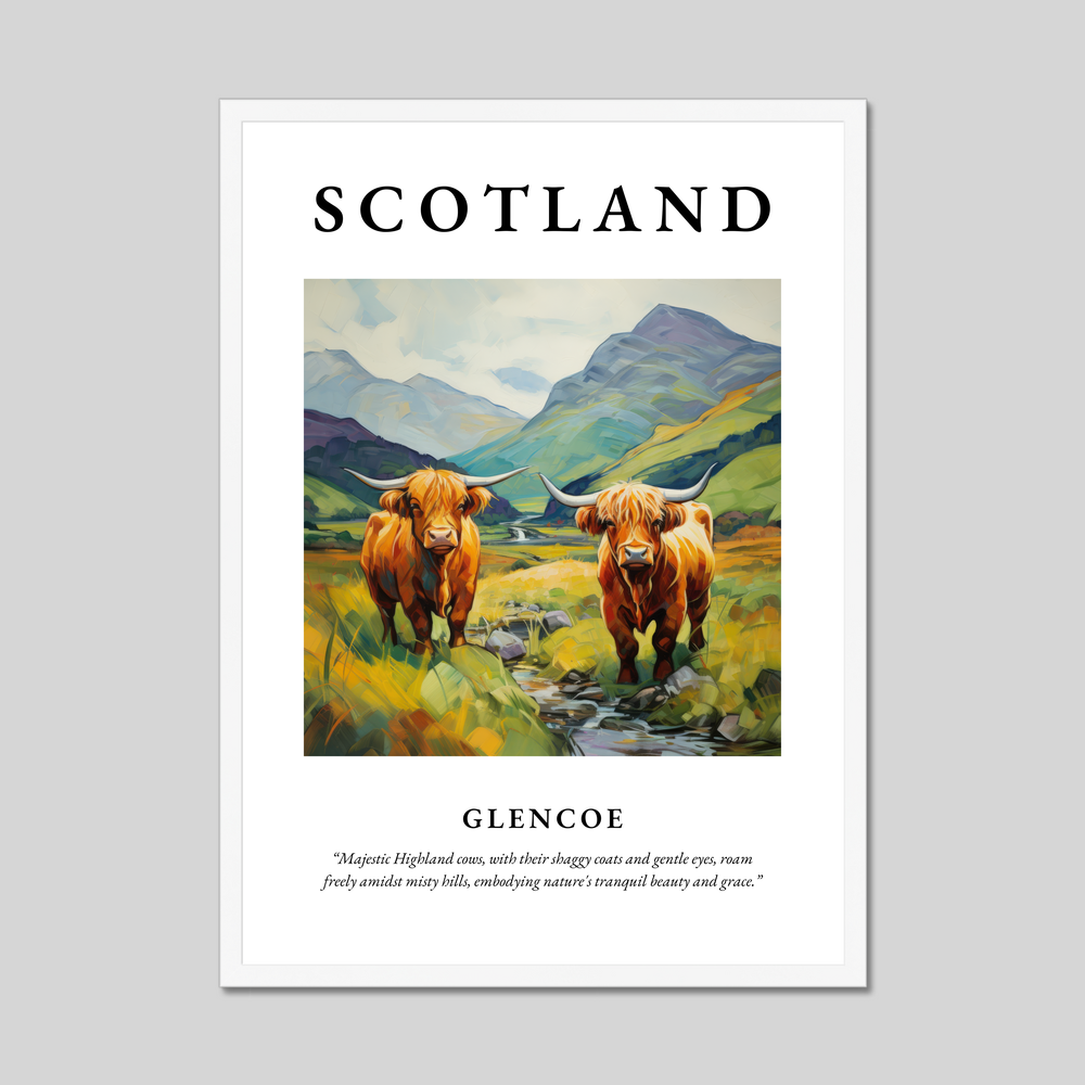 Poster in a white frame with the word Scotland