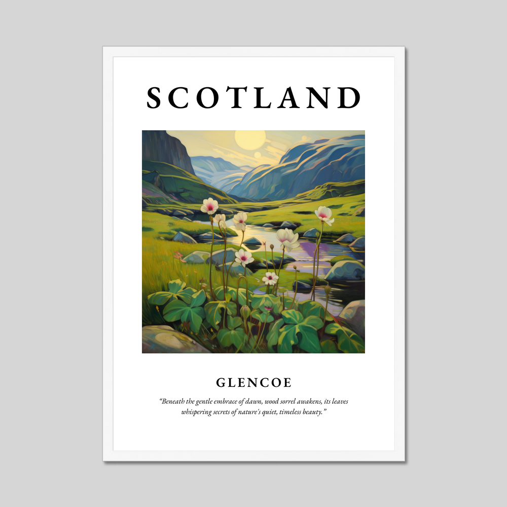 Poster in a white frame with the word Scotland