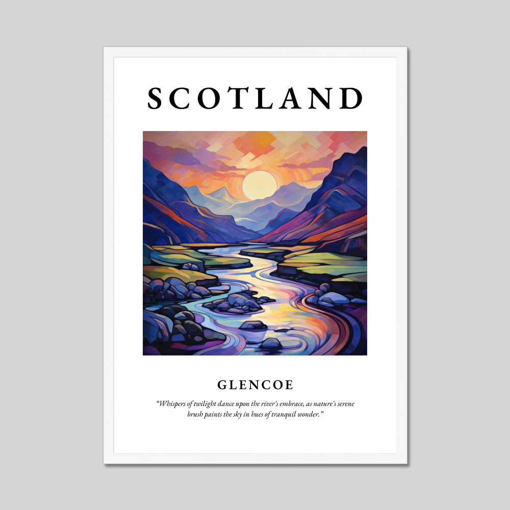 Poster in a white frame with the word Scotland