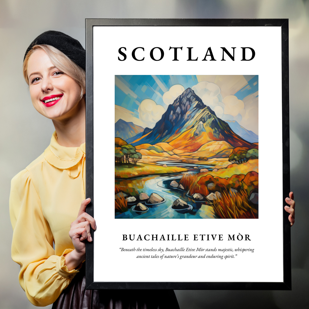 Person holding a poster of Buachaille Etive Mòr