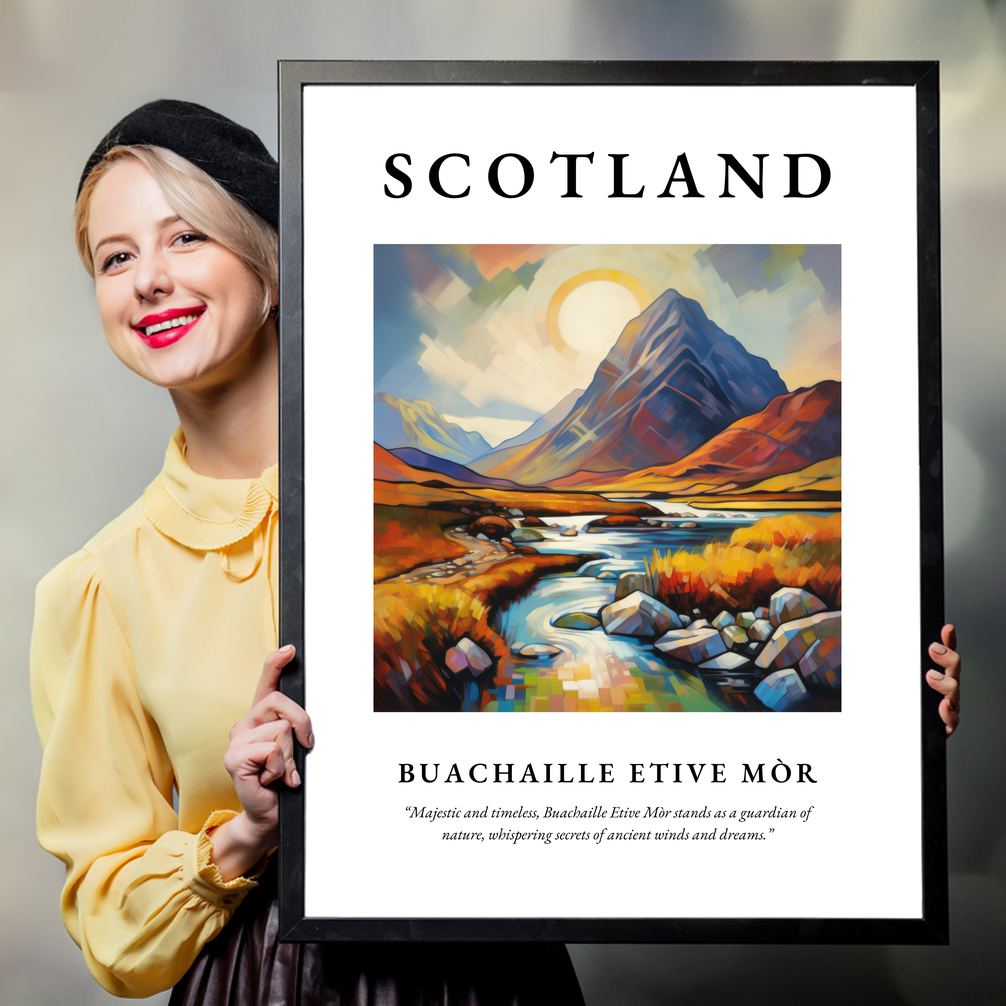 Person holding a poster of Buachaille Etive Mòr