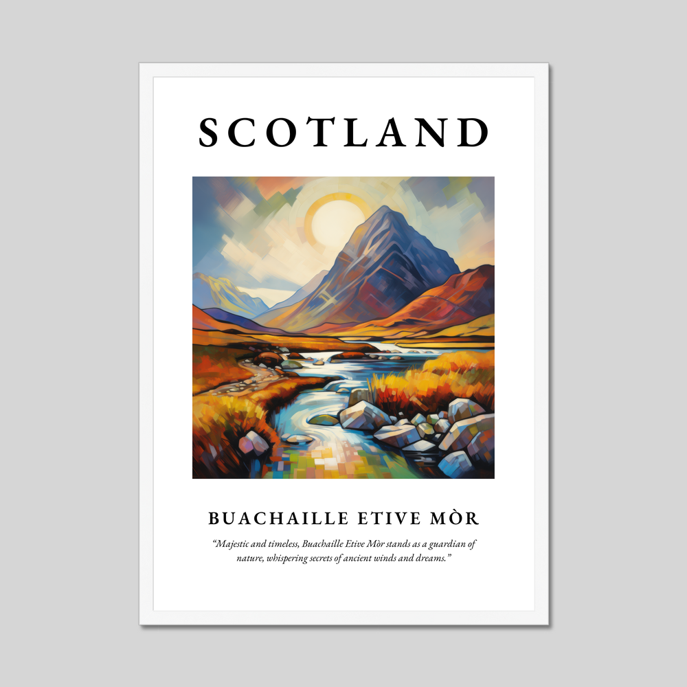 Poster in a white frame with the word Scotland