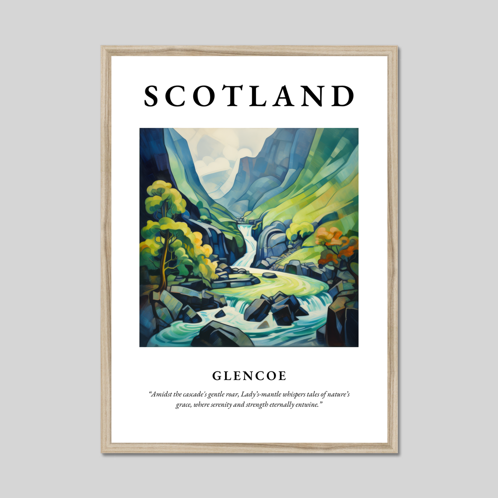 Poster in a natural frame with the word Scotland