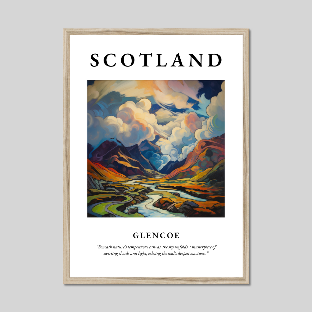 Poster in a natural frame with the word Scotland