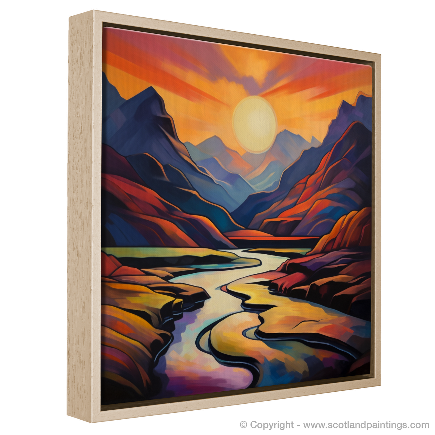 Sunset Glow in Glencoe: A Cubist Odyssey