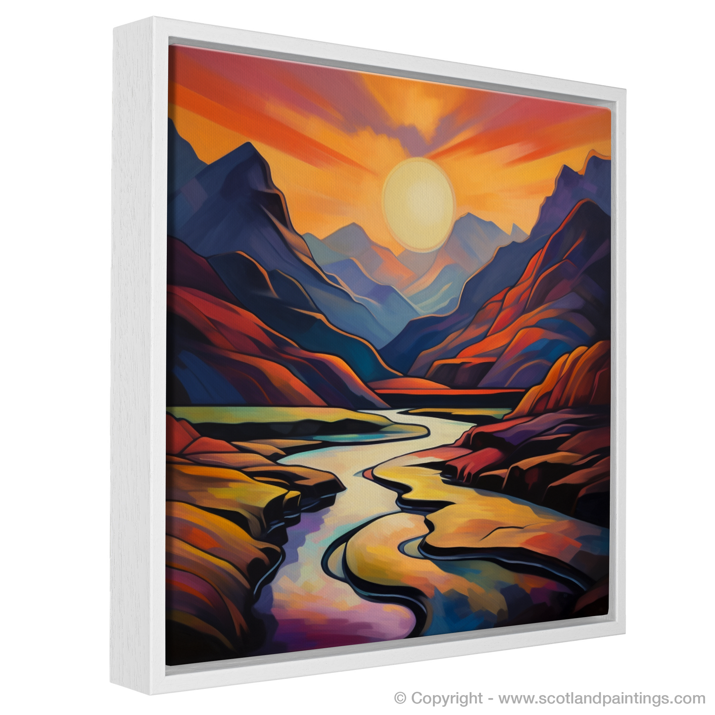 Sunset Glow in Glencoe: A Cubist Odyssey