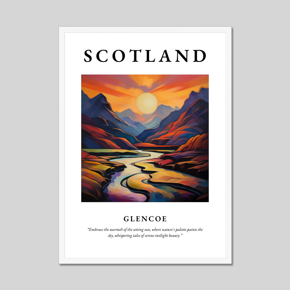 Poster in a white frame with the word Scotland