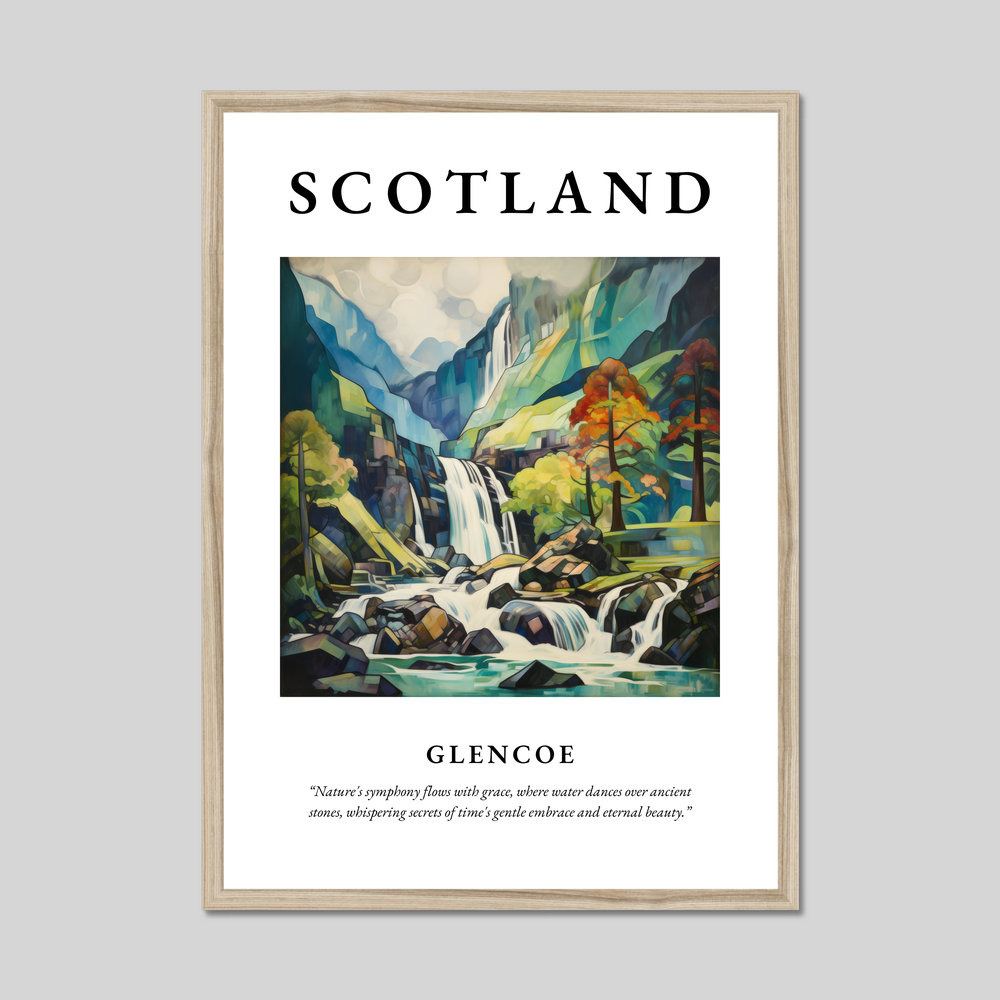 Poster in a natural frame with the word Scotland