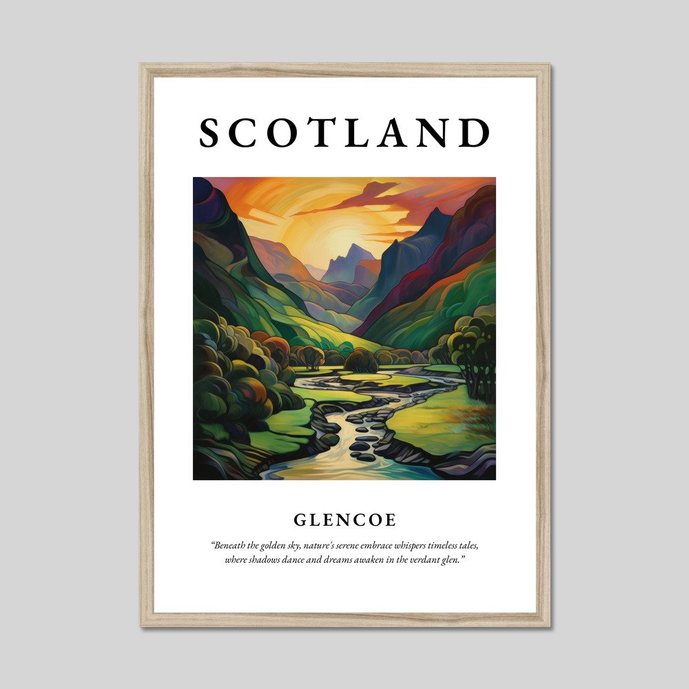 Poster in a natural frame with the word Scotland