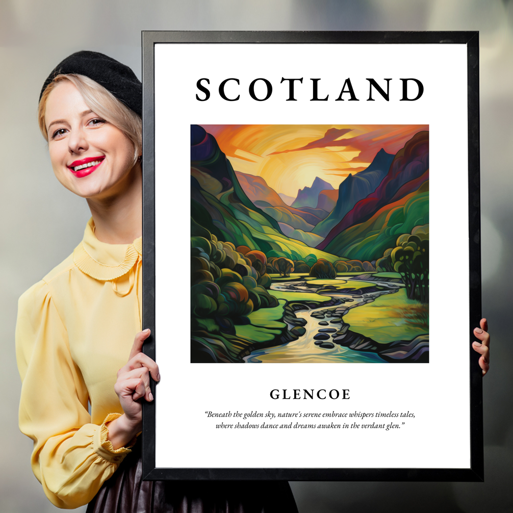 Person holding a poster of Glencoe