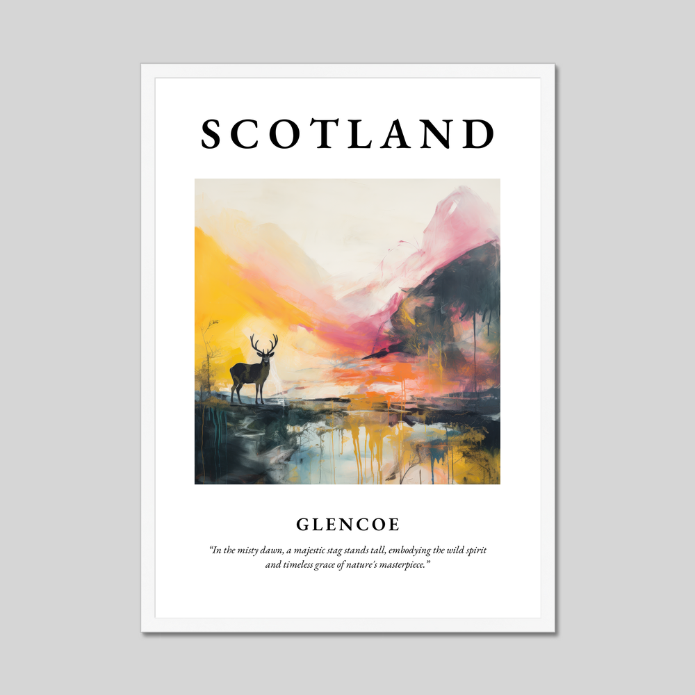 Poster in a white frame with the word Scotland