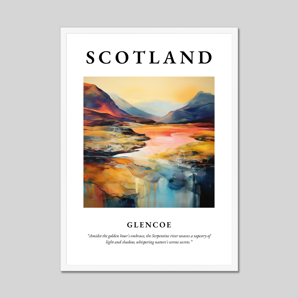 Poster in a white frame with the word Scotland