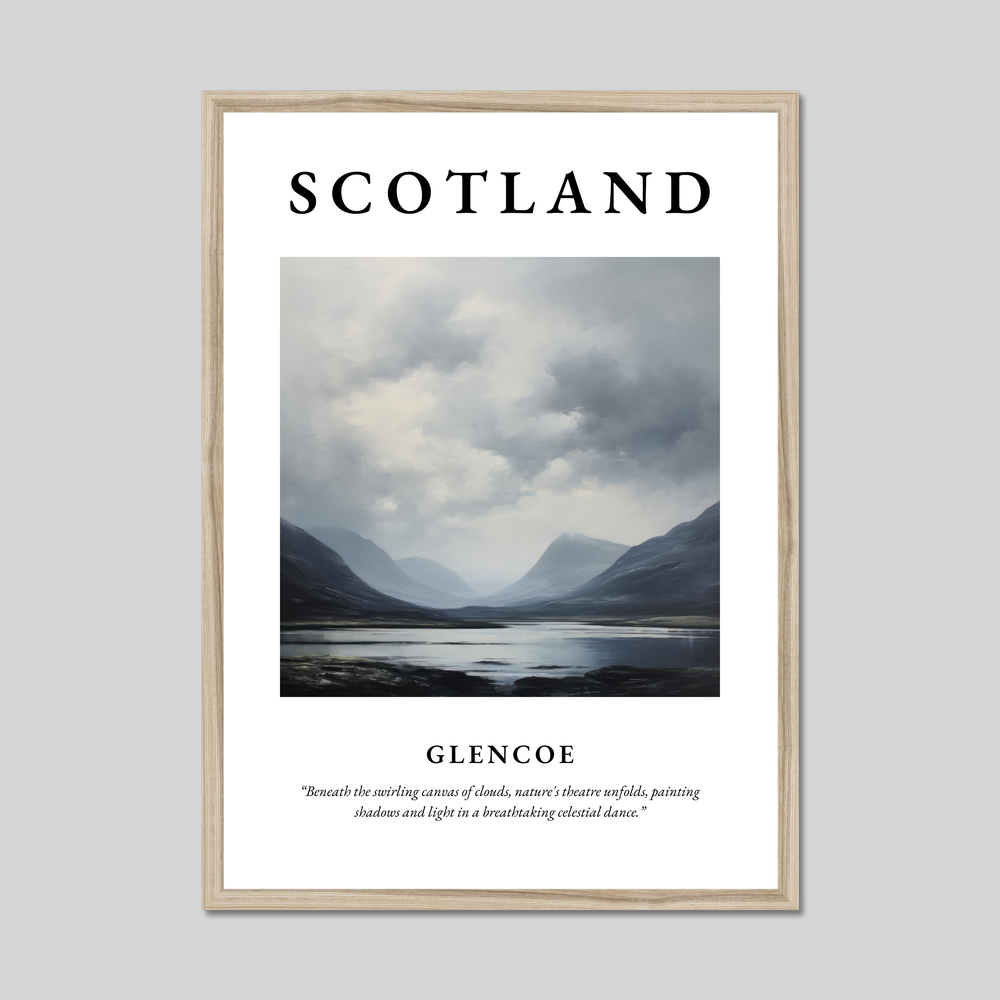 Poster in a natural frame with the word Scotland