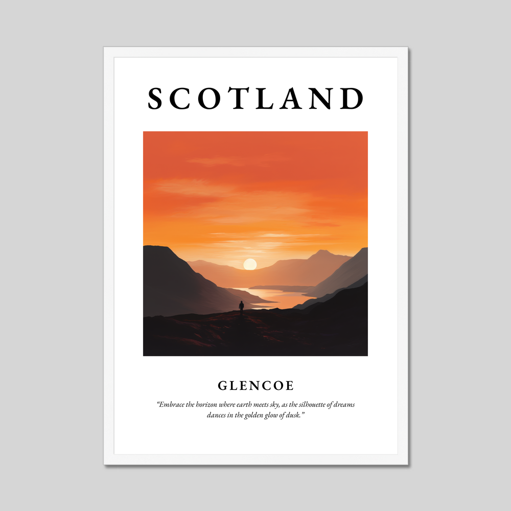 Poster in a white frame with the word Scotland