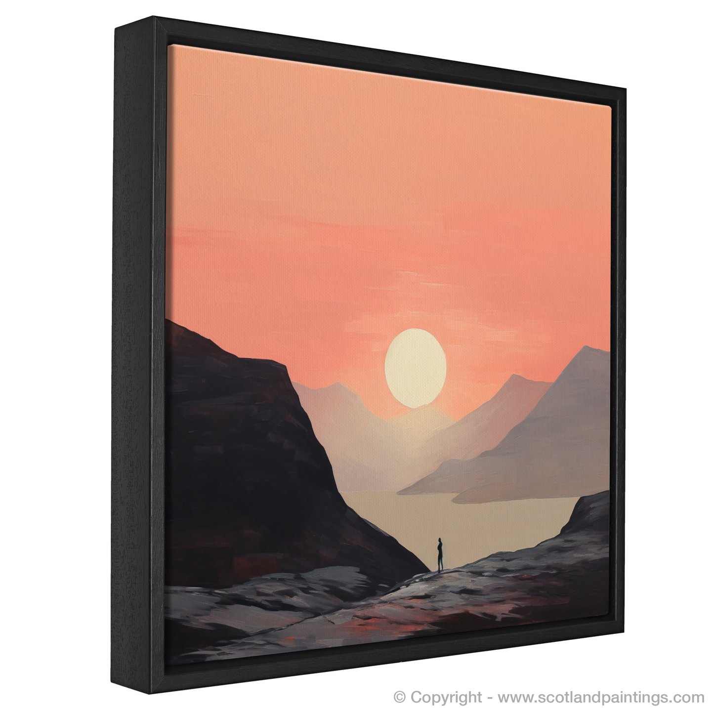 Hiker's Sunset Solace in Glencoe Minimalist Artwork