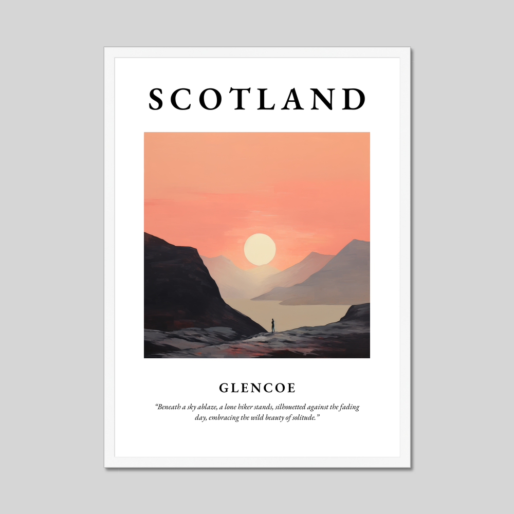 Poster in a white frame with the word Scotland