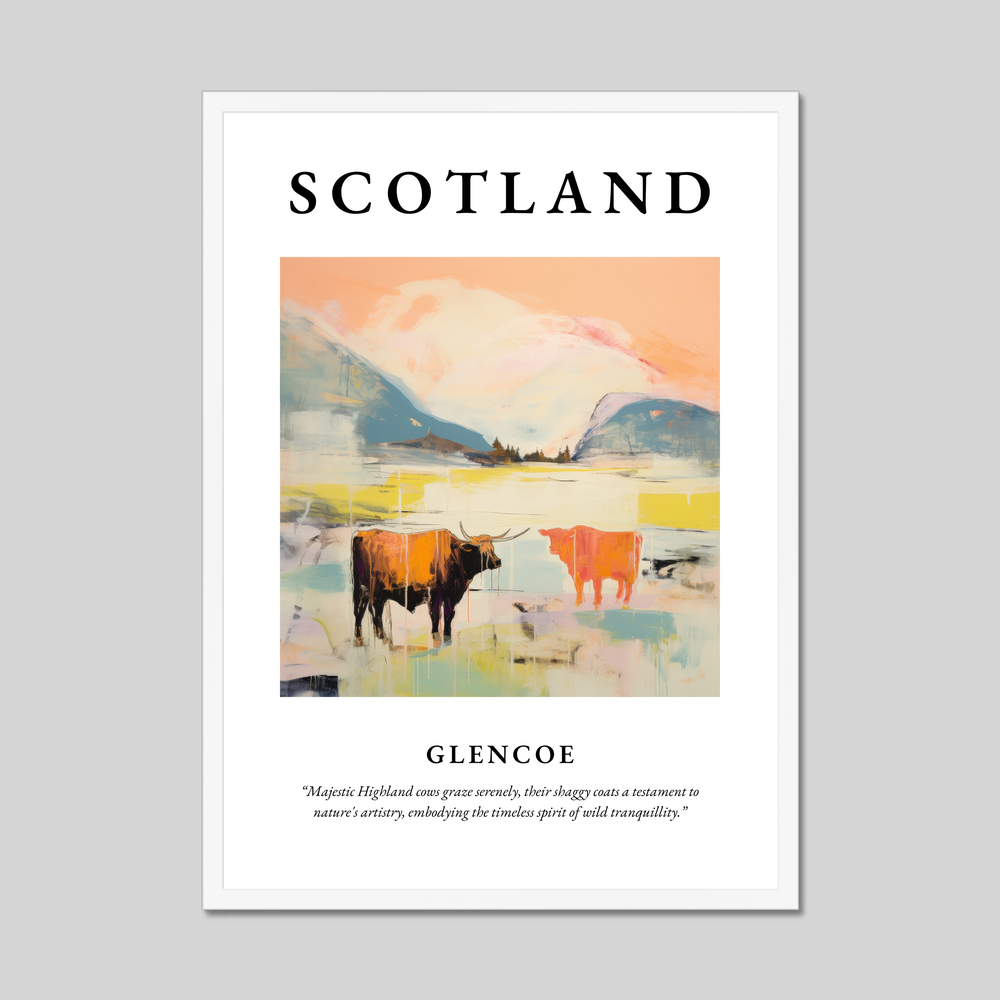 Poster in a white frame with the word Scotland