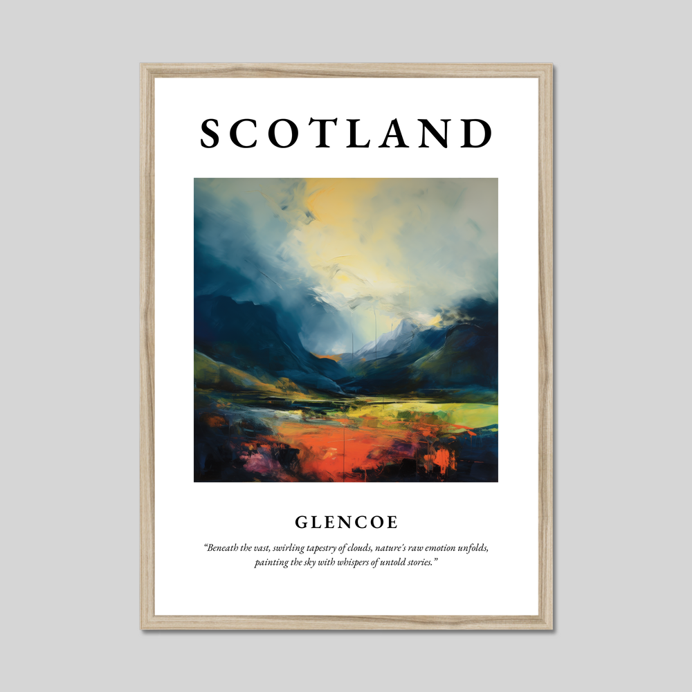 Poster in a natural frame with the word Scotland